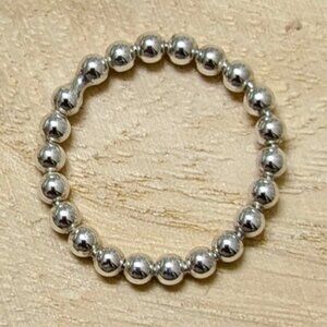 🆕.925 STERLING SILVER MOVABLE ROLLING BEAD STACKING RING - WOMAN